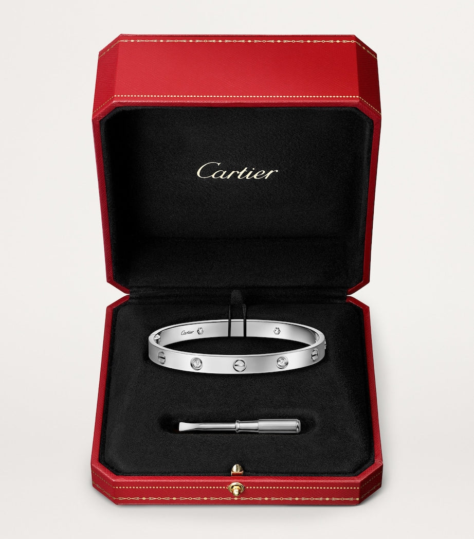 LOVE Classic White Gold 4-Diamond Bracelet - Single-Screw Closure