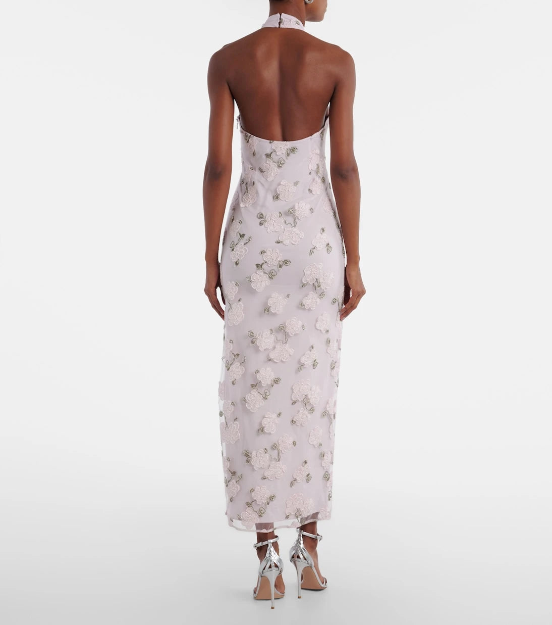 Rotate - Floral embroidered halterneck midi dress