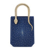 Blue Mini Galuchat Leather Serpentine Tote Bag