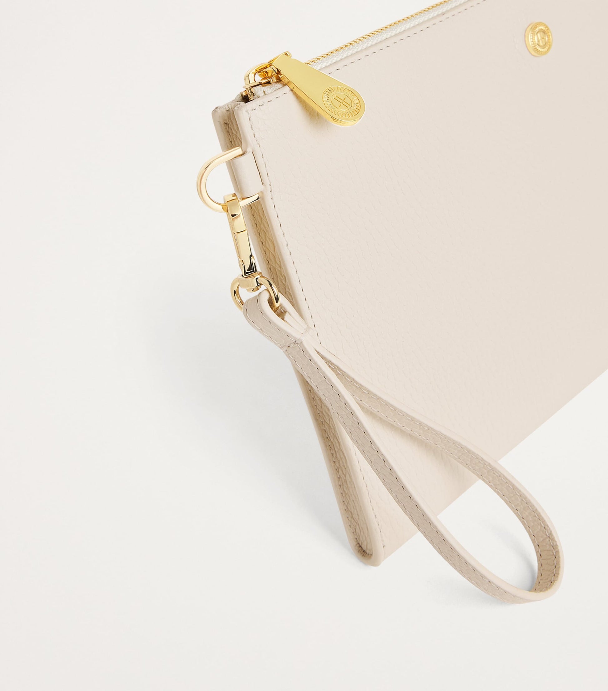 Ivory Medium Pebbled Leather Pouch