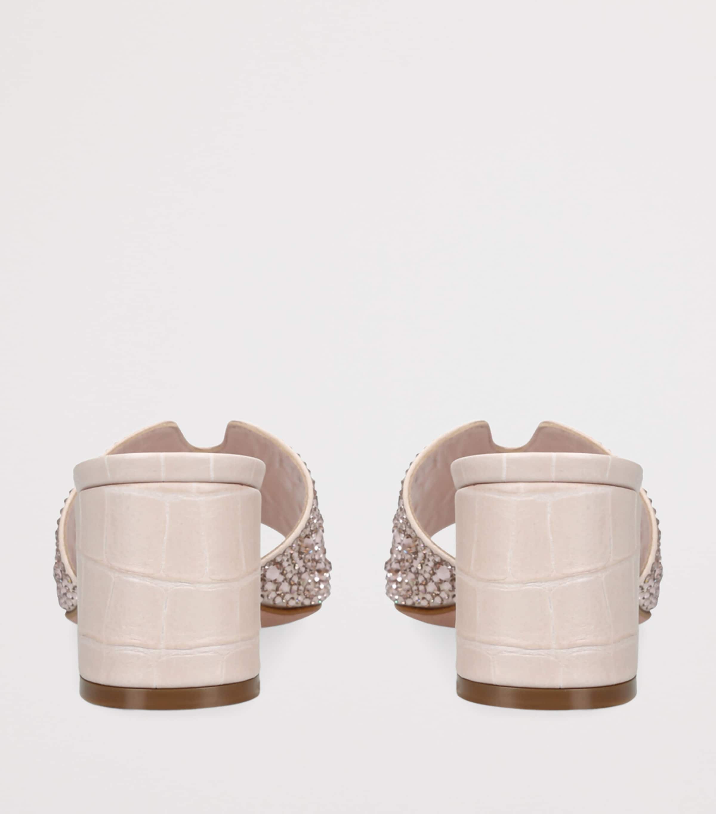 Gina Beige Leather Embellished Florence Heeled Mules 50