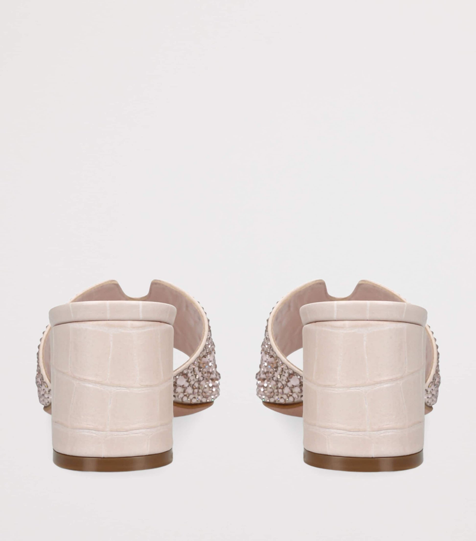 Gina Beige Leather Embellished Florence Heeled Mules 50