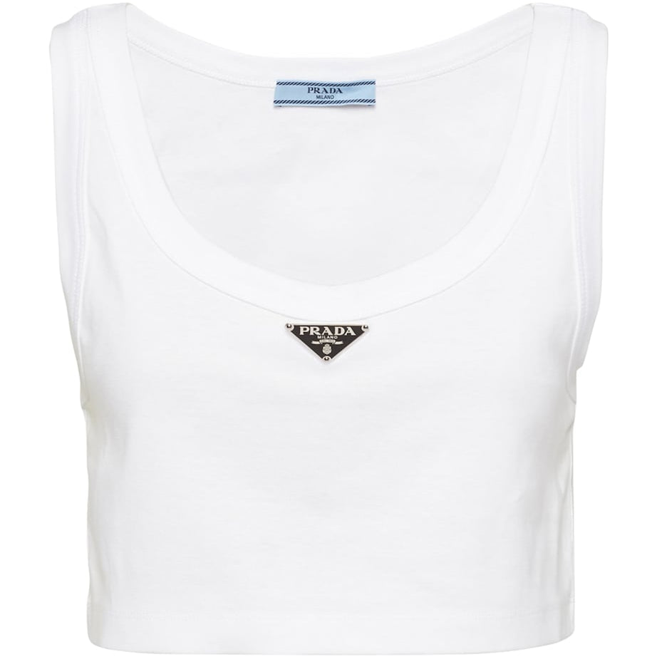 White Cotton Triangle Crop Top