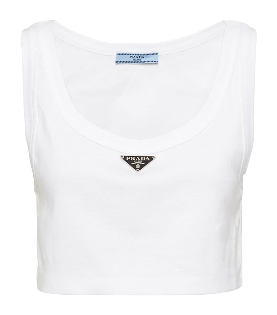 White Cotton Triangle Crop Top