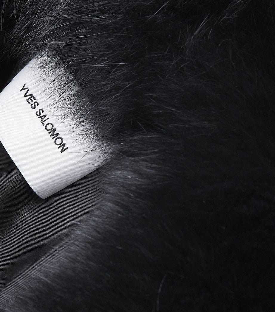 Yves Salomon Black Wool-Cashmere Fur-Trim Jacket