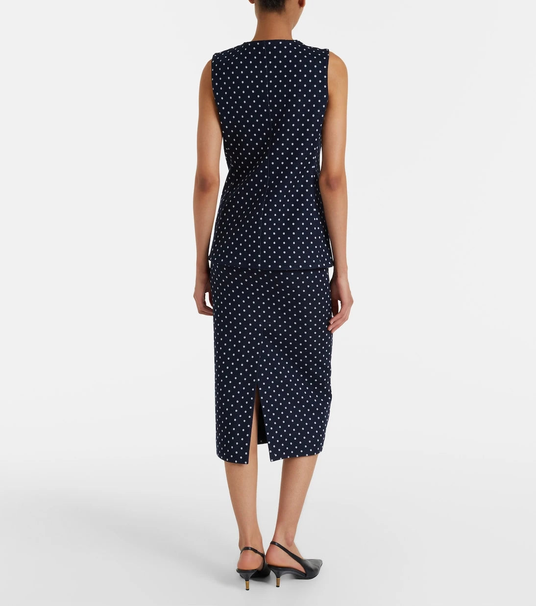 Max Mara - Polka-dot jersey midi skirt