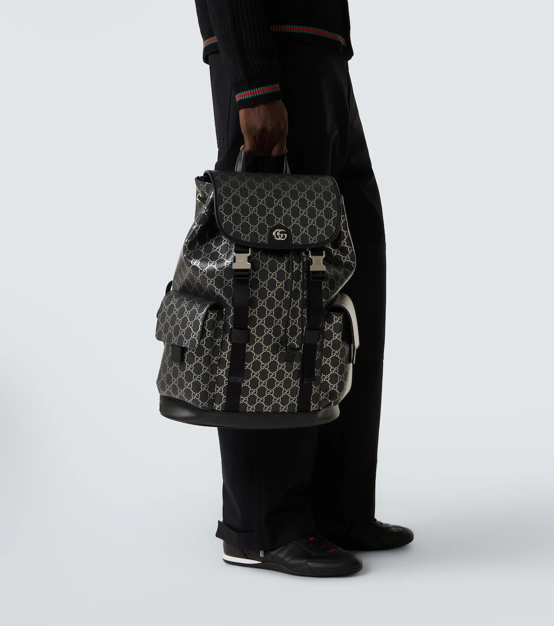 Gucci - GG leather-trimmed backpack
