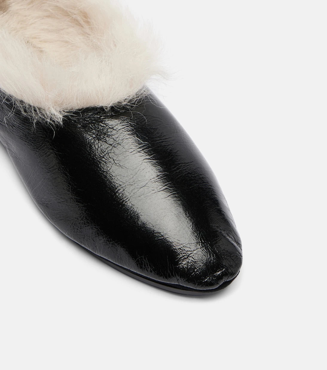 Jil Sander - Shearling-trimmed leather slip-on shoes