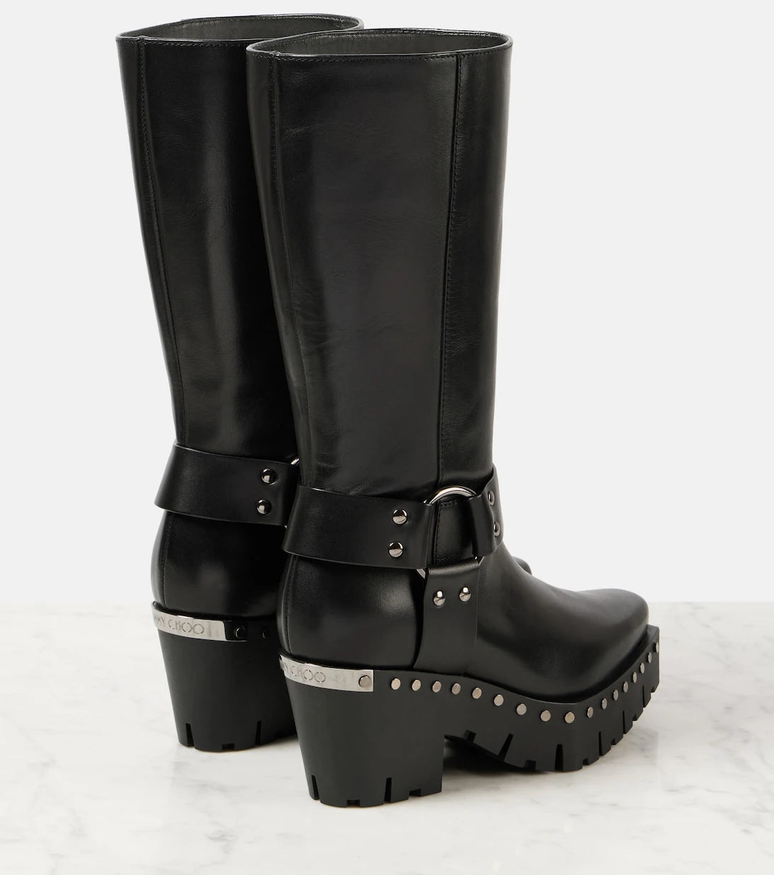 Jimmy Choo - Quinn 75 studded leather biker boots