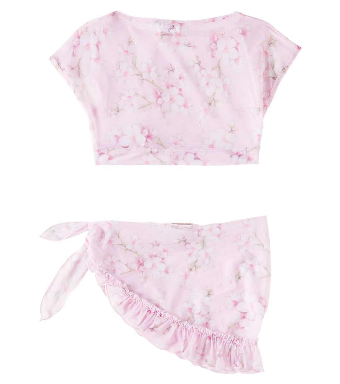 Monnalisa - Floral mesh top and beach cover-up set