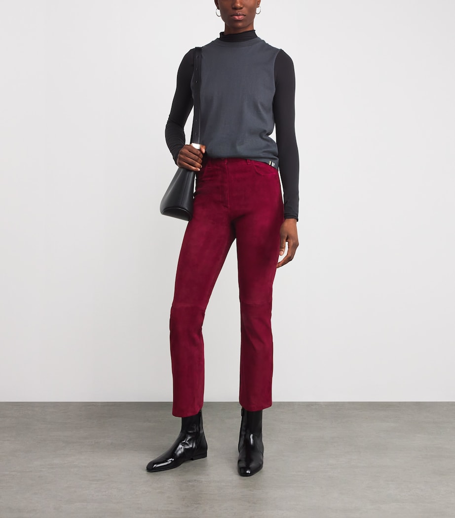 Red Suede Duke Stretch Slim Trousers
