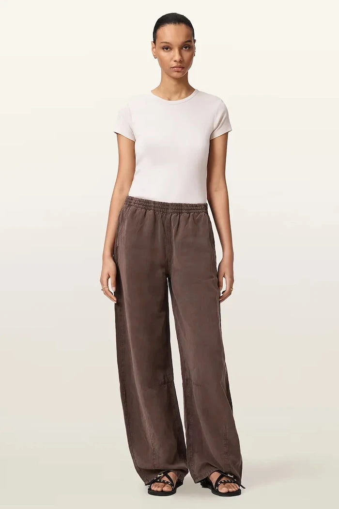 AllSaints kadın geniş paça keten karışımlı pantolon JETT