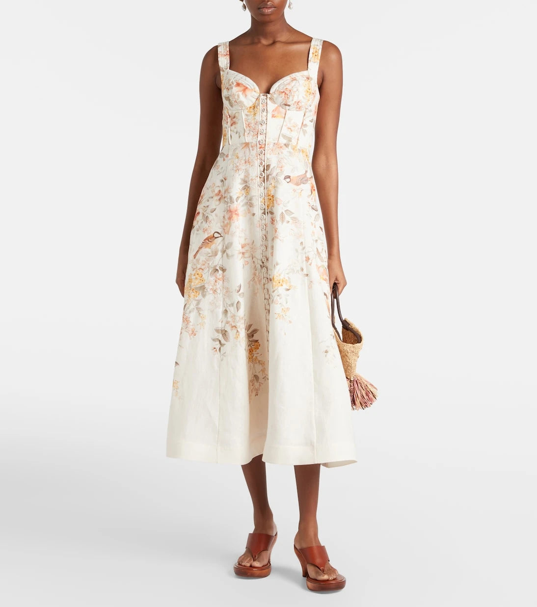 Zimmermann - Luna printed linen midi dress