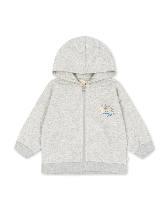 Konges Sløjd çocuklar için pamuklu LOU SEQUIN SWEAT ZIP HOOD GOTS fermuarlı kapüşonlu sweatshirt