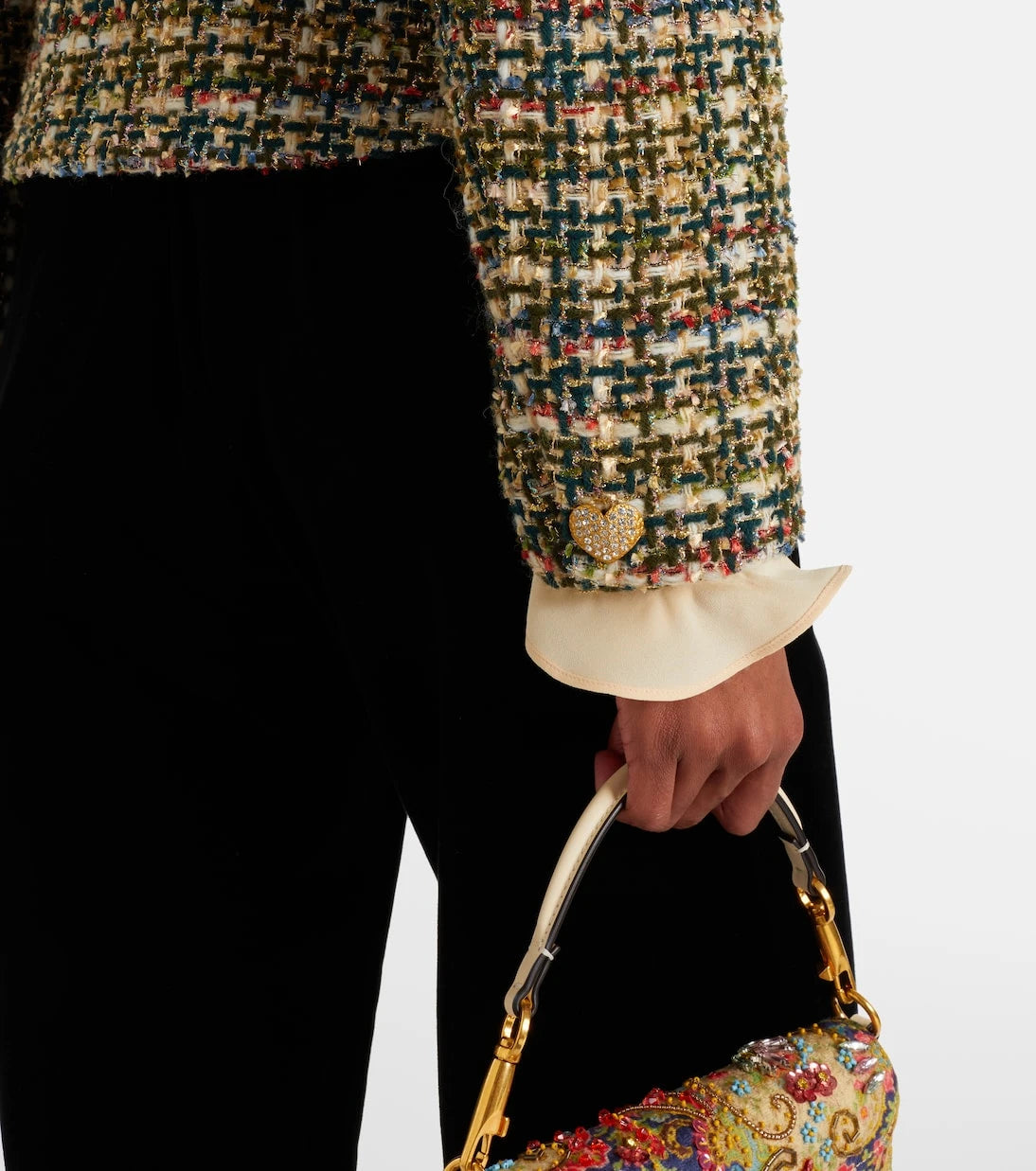 Valentino - Velvet-trimmed lamé tweed jacket