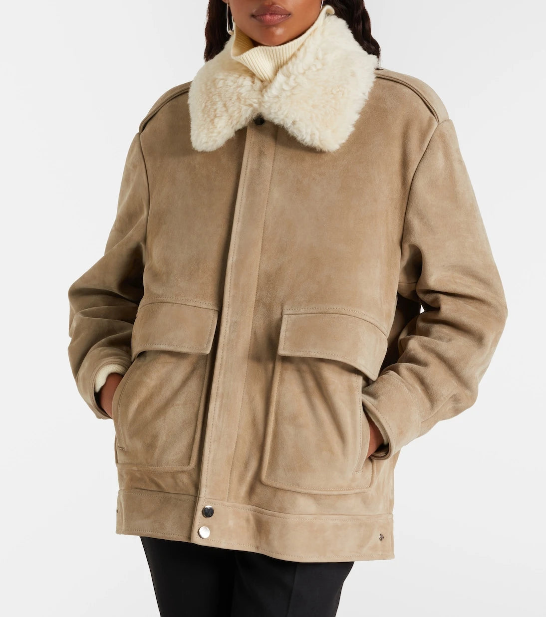 Nour Hammour - Drey shearling-trimmed suede jacket