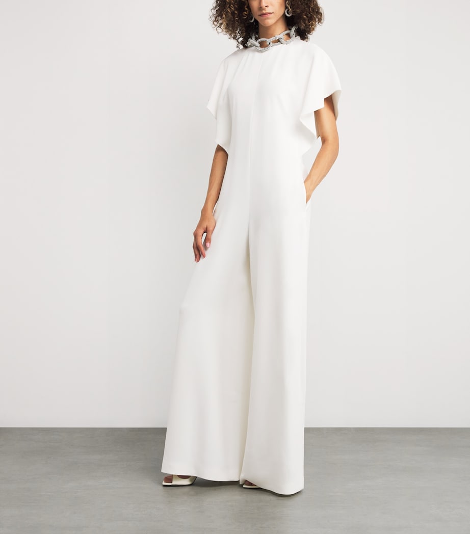 Stella McCartney White Satin Crystal Embellished Jumpsuit