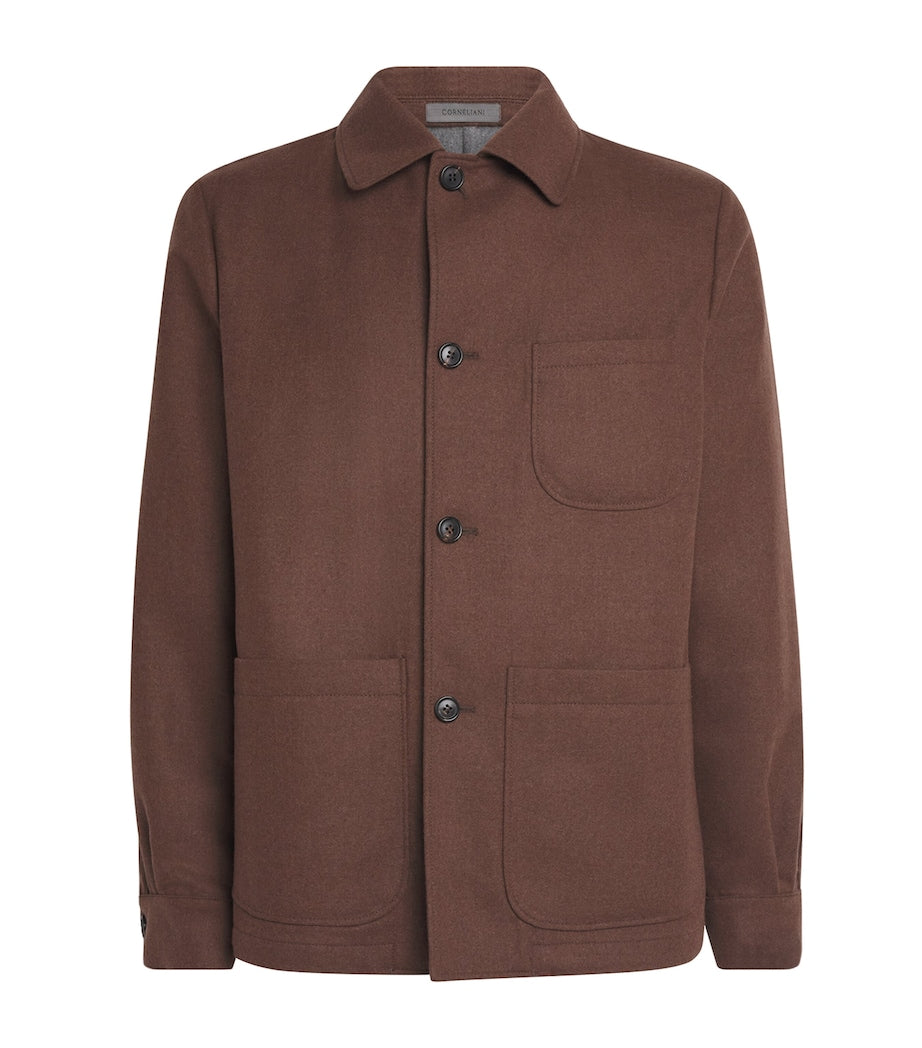 Brown Wool-Silk Overshirt
