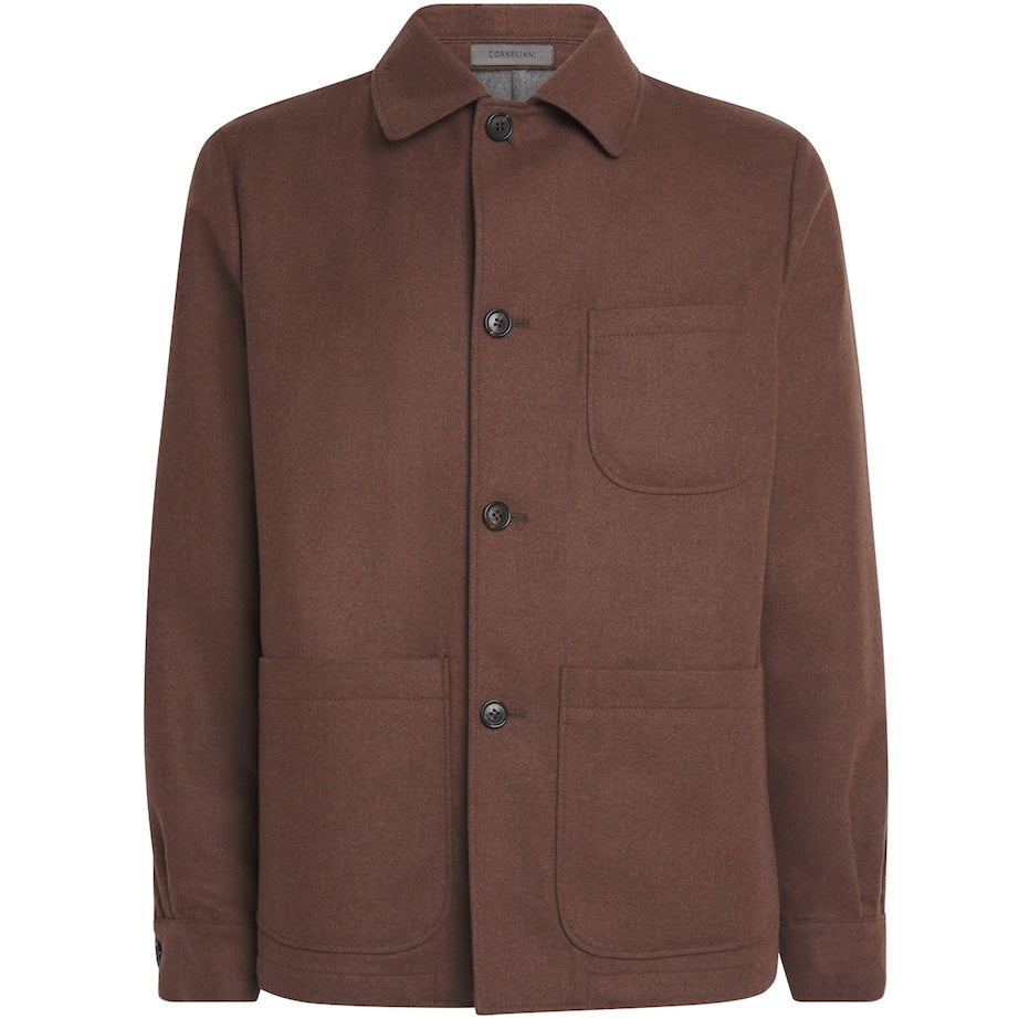 Brown Wool-Silk Overshirt