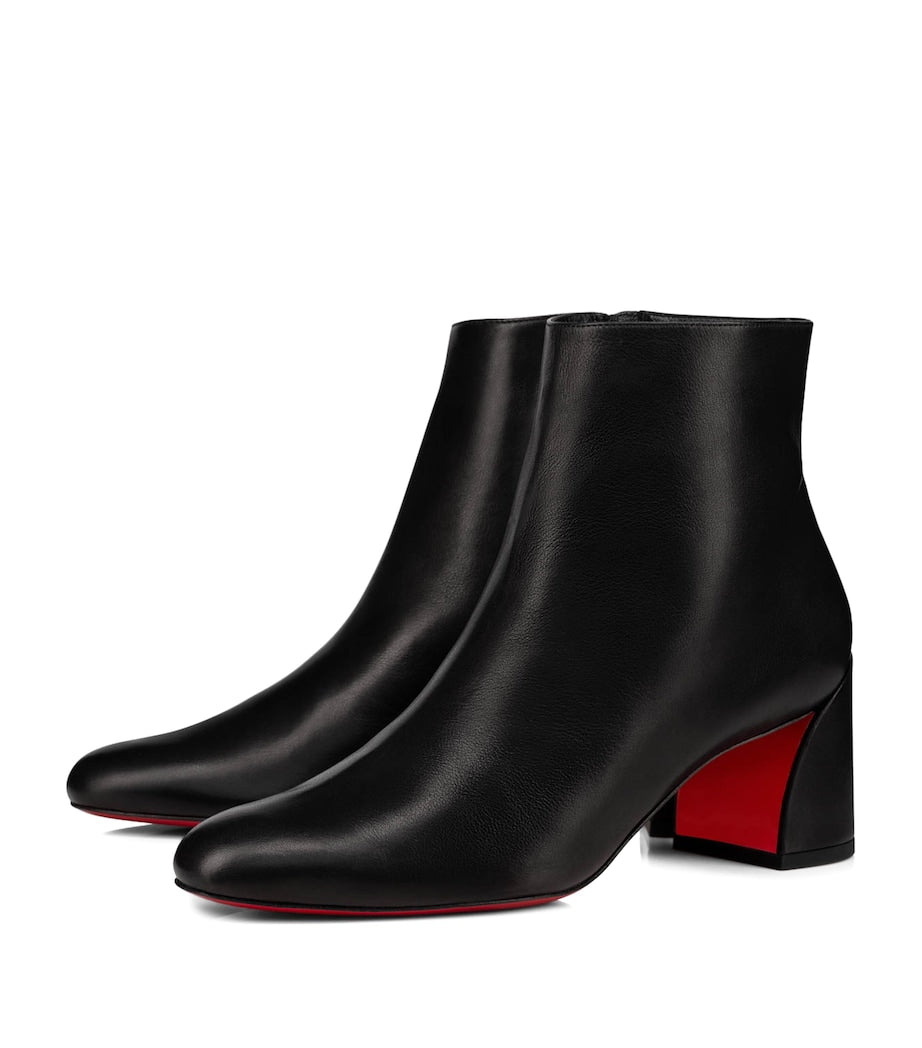 Christian Louboutin Black Turela Leather Ankle Boots 55