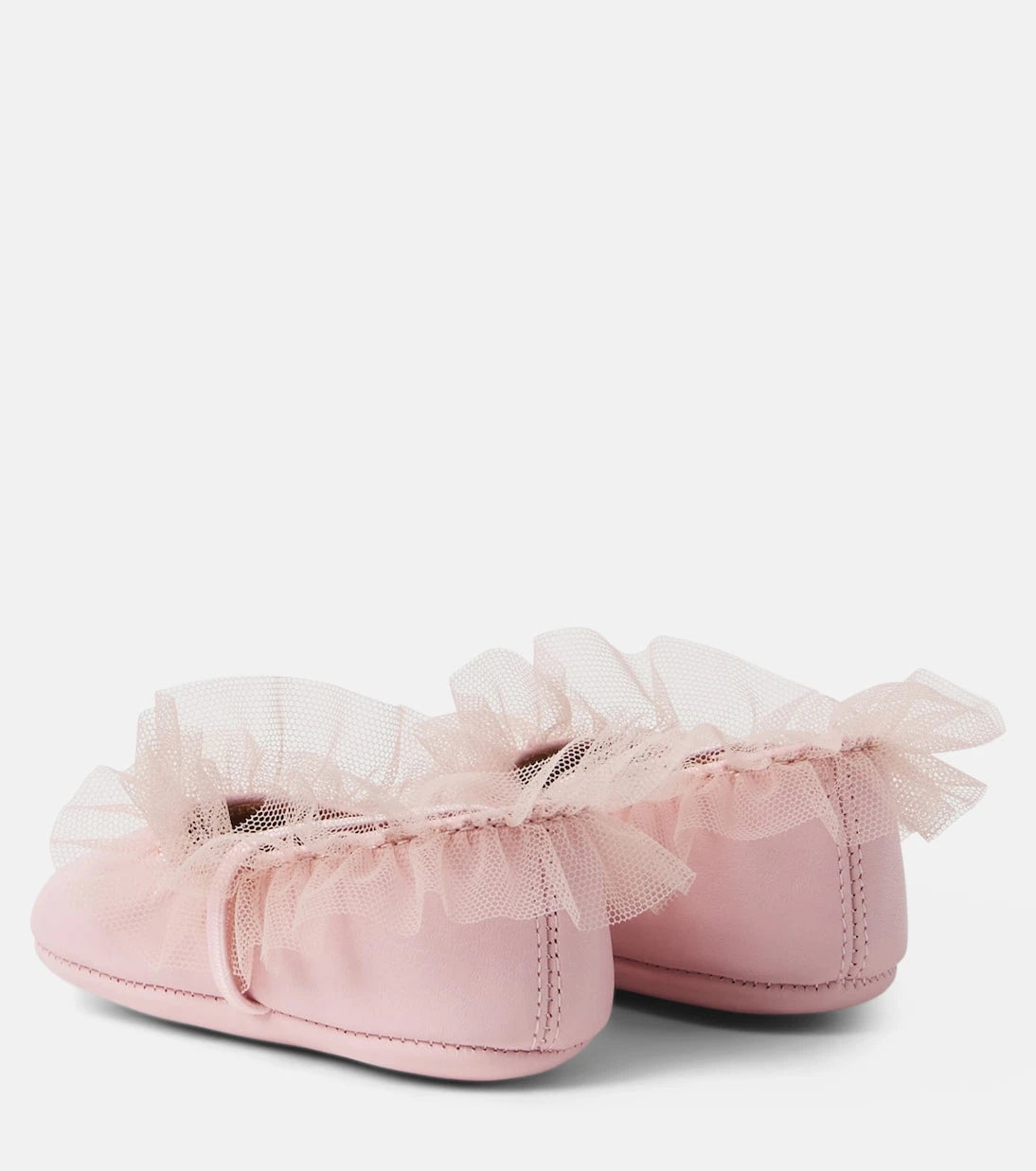 PèPè - Baby tulle-trimmed leather ballet flats