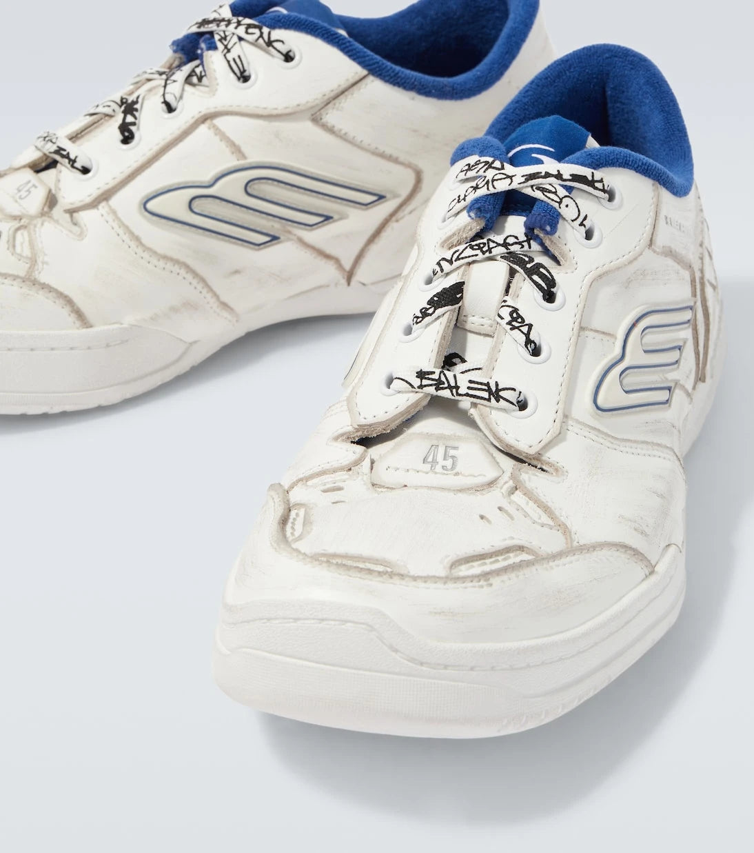 Balenciaga - Hamptons distressed leather sneakers