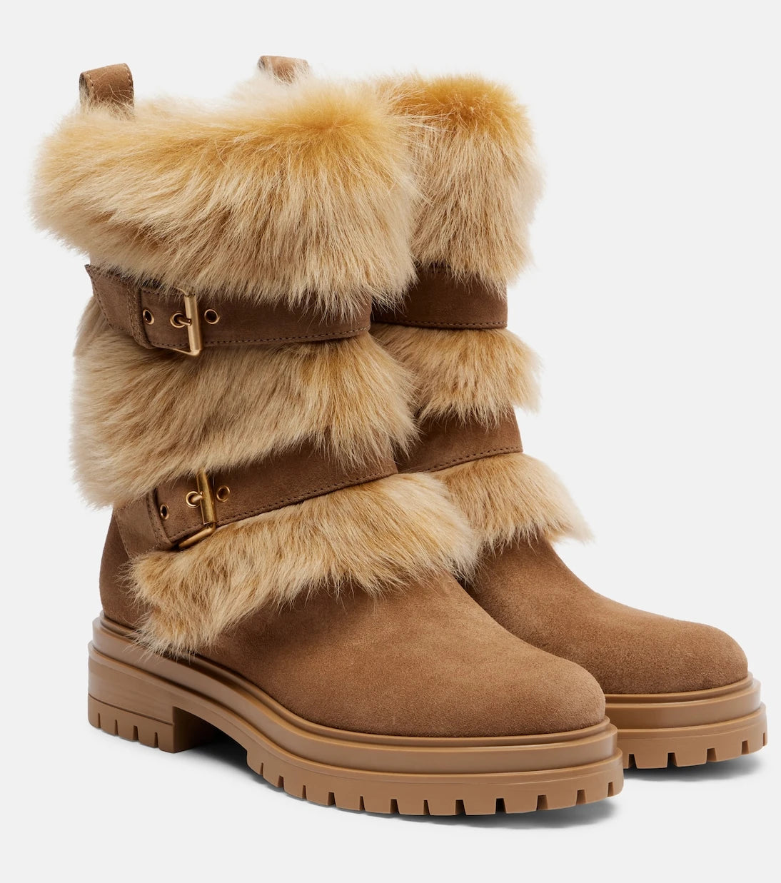 Gianvito Rossi - Maverick suede and shearling biker boots