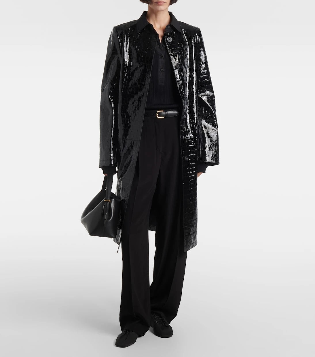 Toteme - Croc-effect embossed leather coat