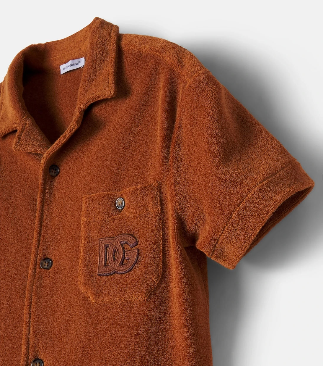 Dolce&Gabbana Kids - قميص بولينج من القطن تيري بشعار DG