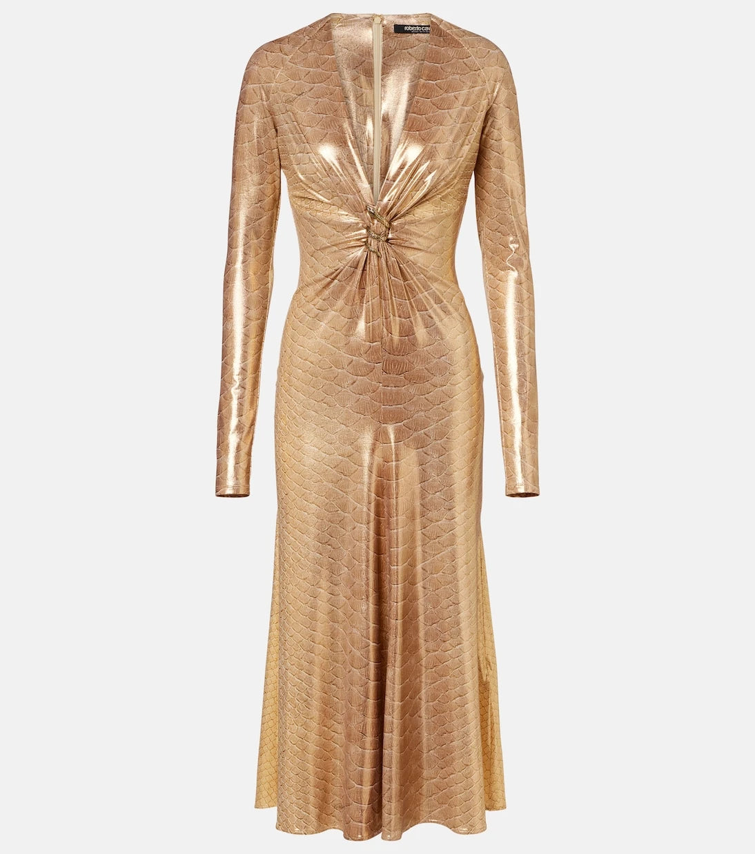 Roberto Cavalli - Embellished snake-print midi dress