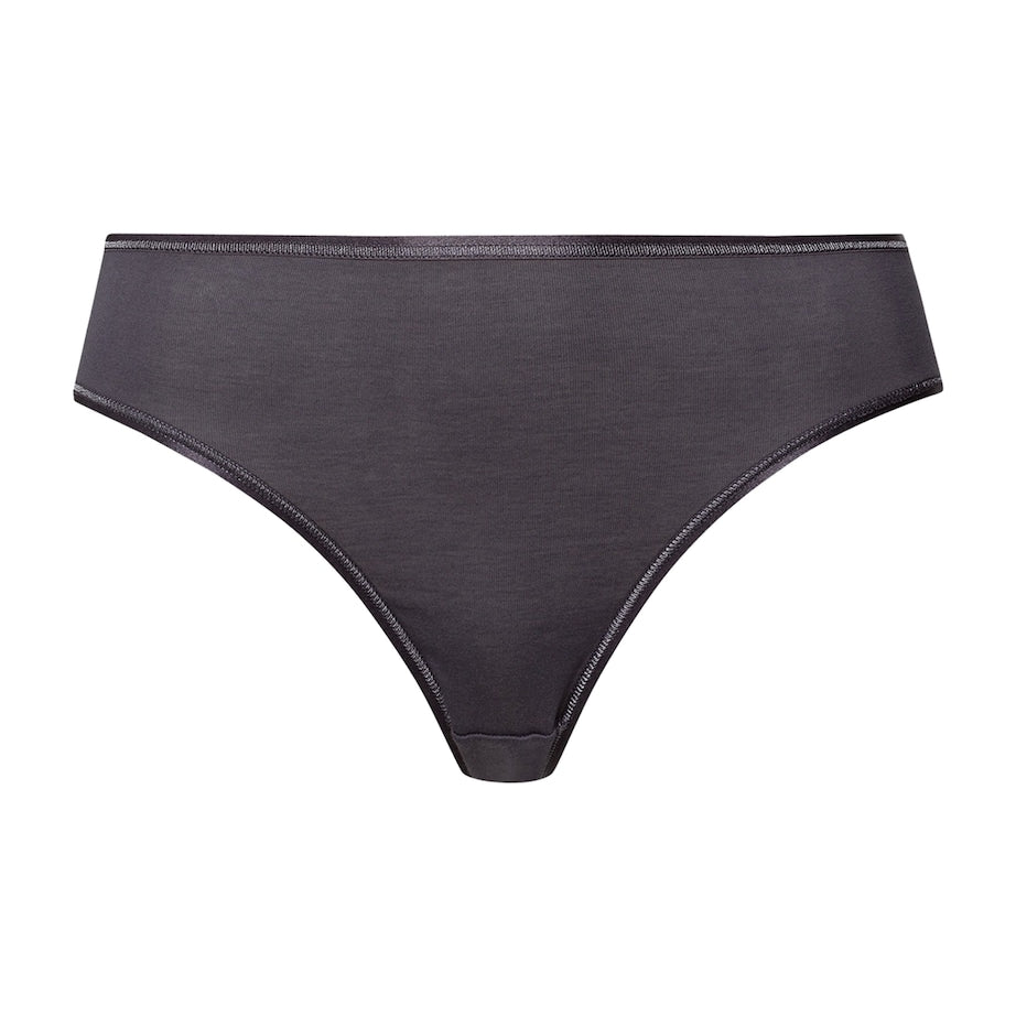 Hanro Black Cotton Seamless Midi Briefs