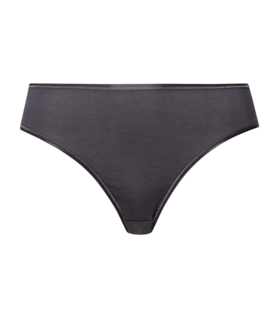 Hanro Black Cotton Seamless Midi Briefs