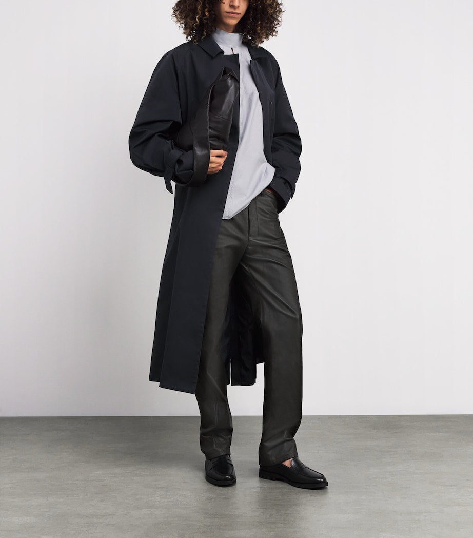 Brown Calfskin Straight Trousers