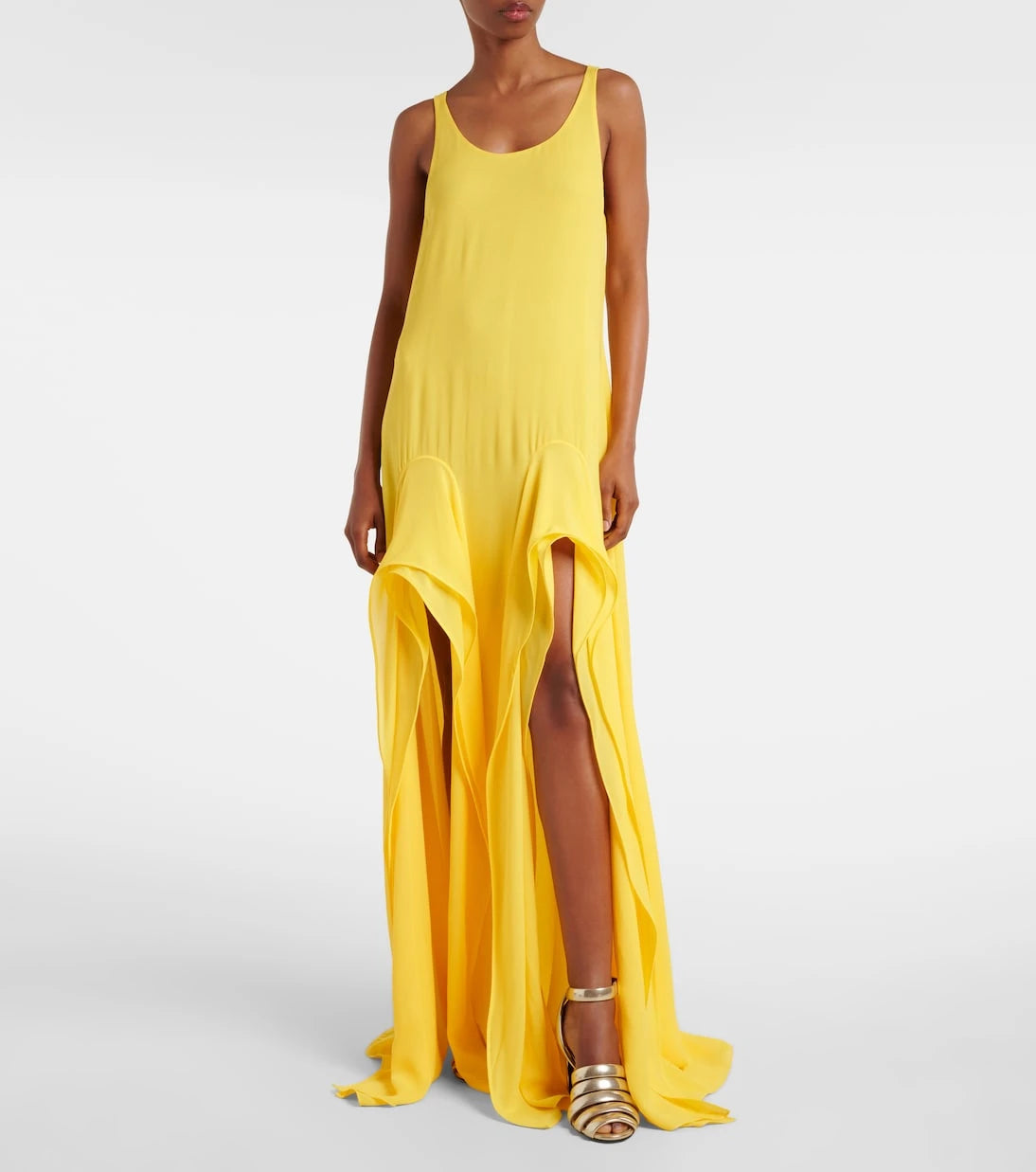 Alaïa - Ruffled georgette maxi dress