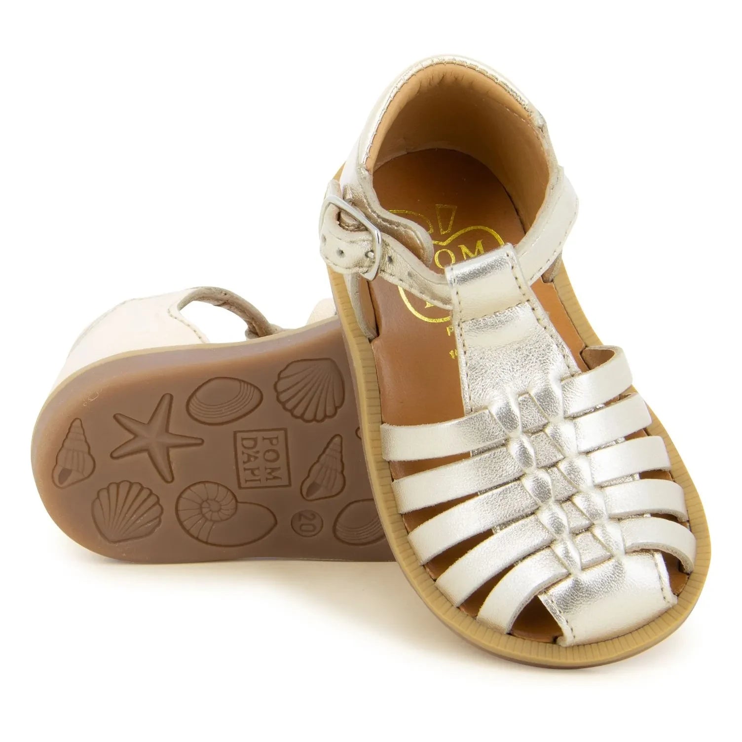 Pom d'Api - Poppy Pitti sandals | Gold/Silver