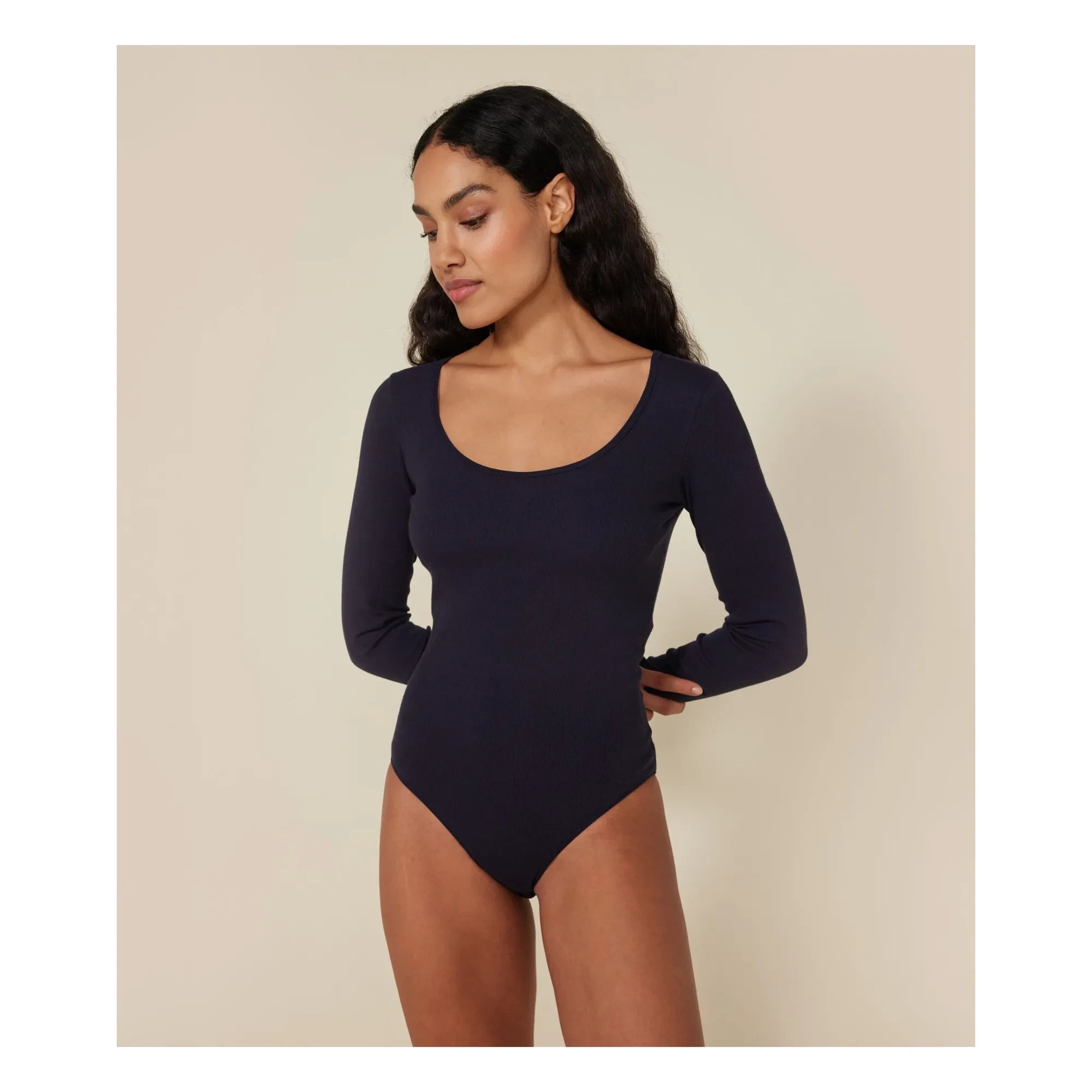 Petit Bateau - Long Sleeve Bodysuit - Women's Collection  | Navy blue