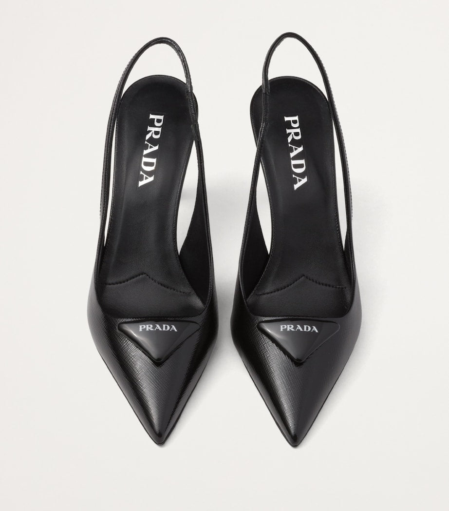 Prada Black Saffiano Leather Slingback Pumps 75