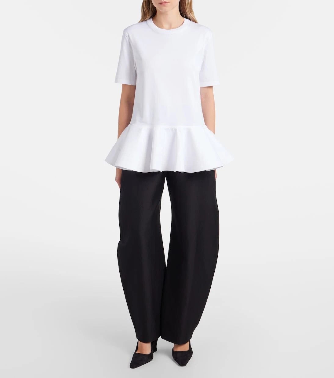 Alaïa - Peplum cotton jersey T-shirt
