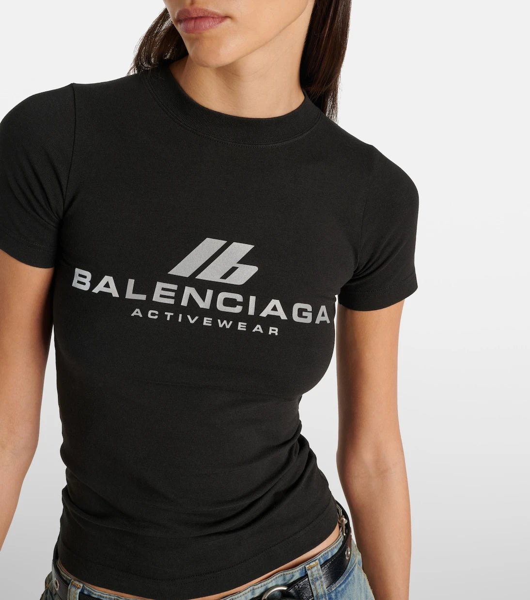 Balenciaga - تي شيرت من مزيج القطن بشعار الماركة