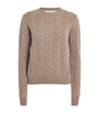 Beige Cashmere Cable-Knit Sweater