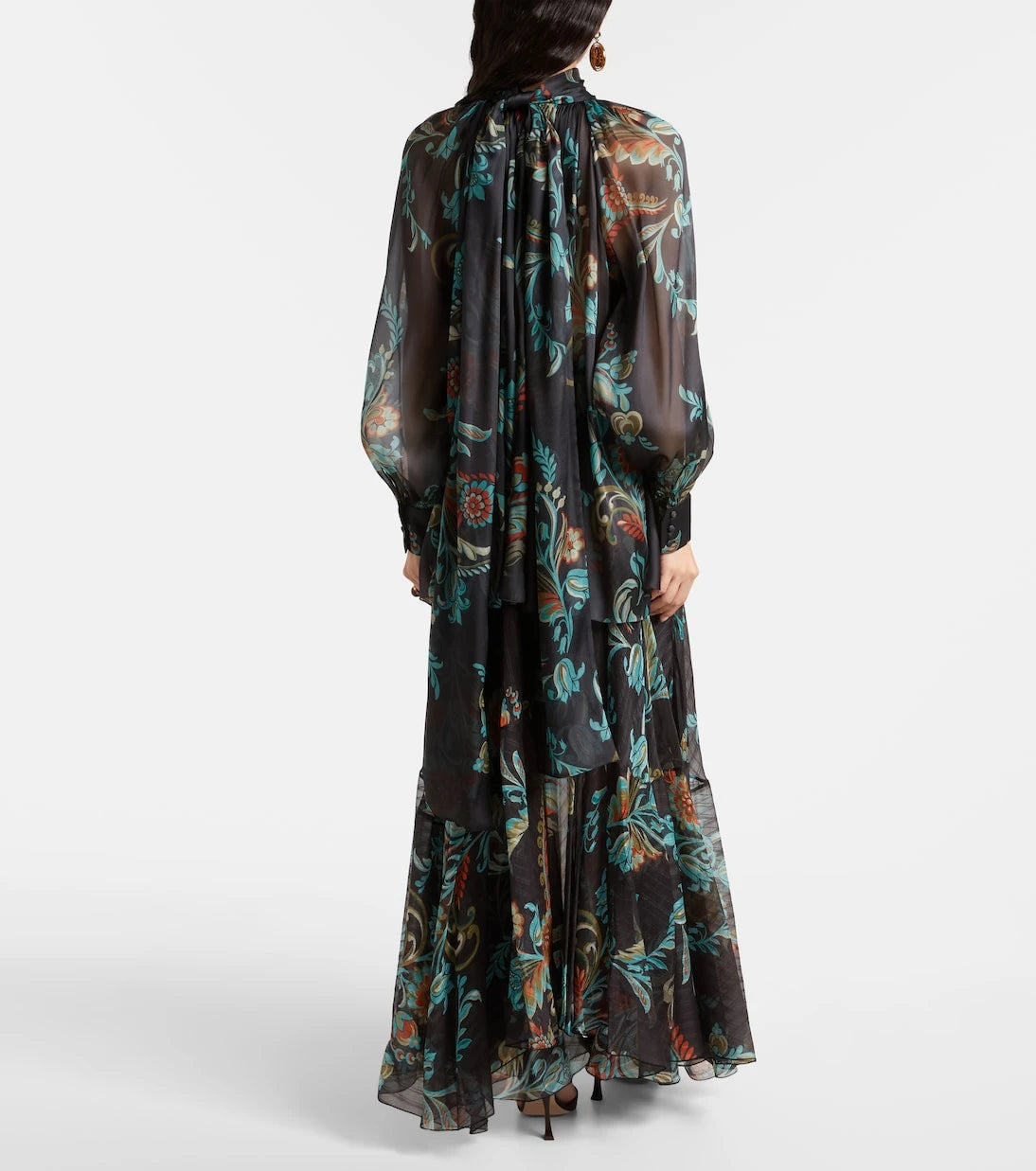 Etro - Floral sheer silk chiffon blouse