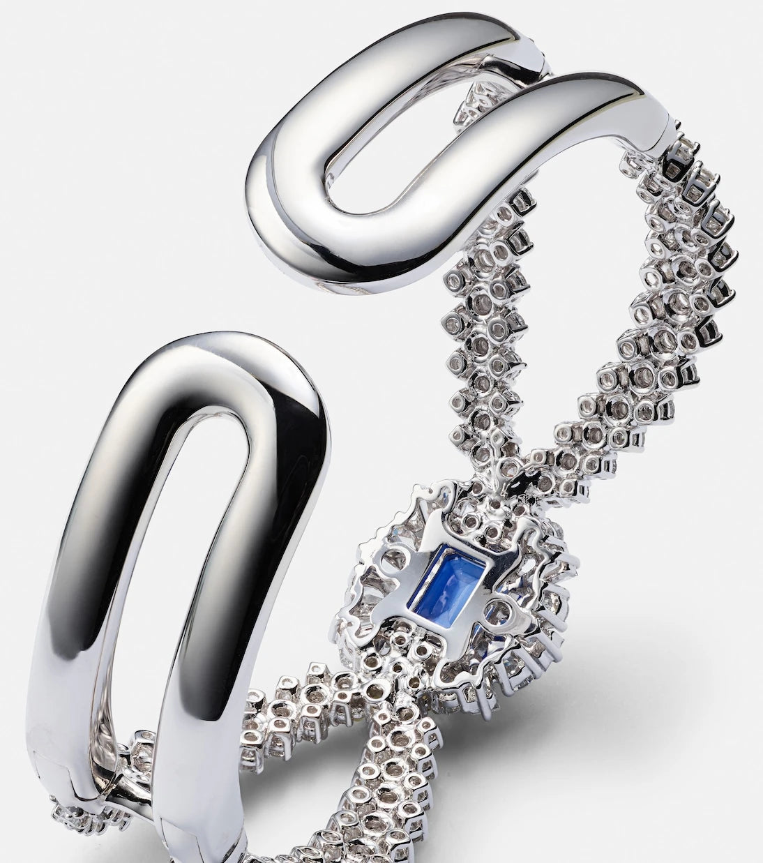 Yeprem - Reign Supreme 18kt white gold bangle with diamonds and sapphire