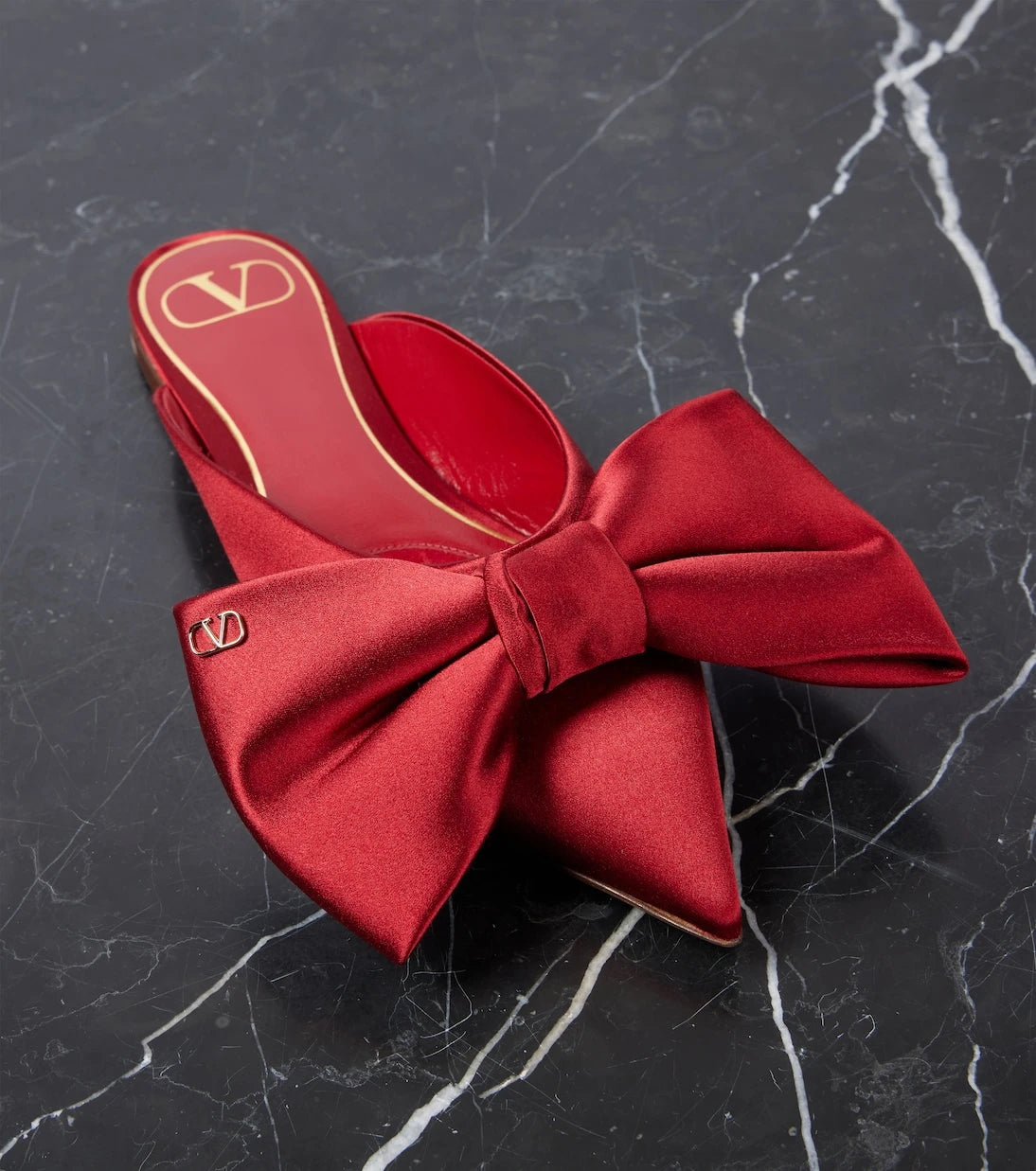 Valentino Garavani - Bow-detail 05 satin mules