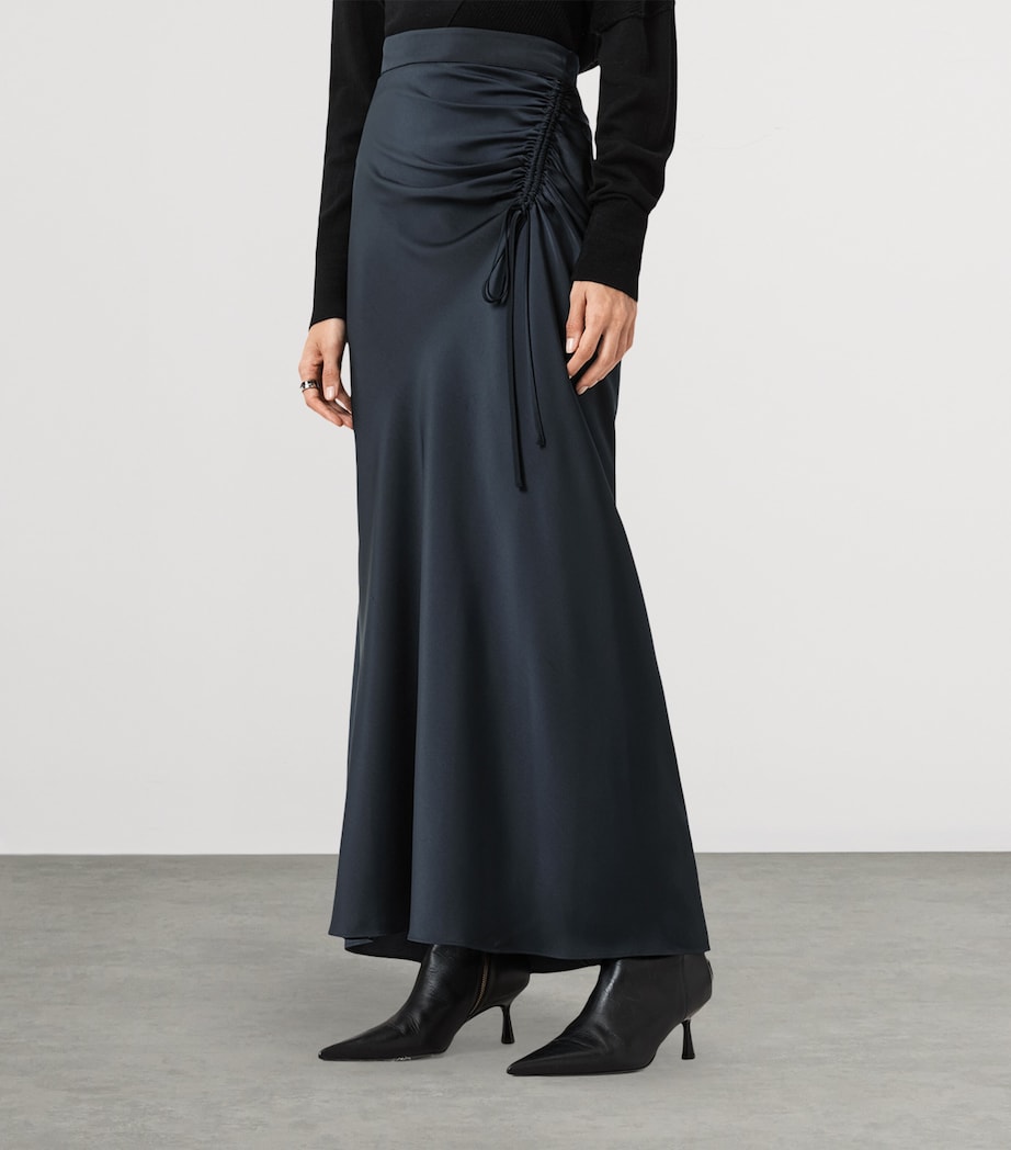 Blue Gathered Alexia Maxi Skirt