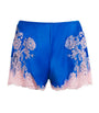 Marjolaine Blue Silk Lace-Trim Bénédicte Pyjama Shorts