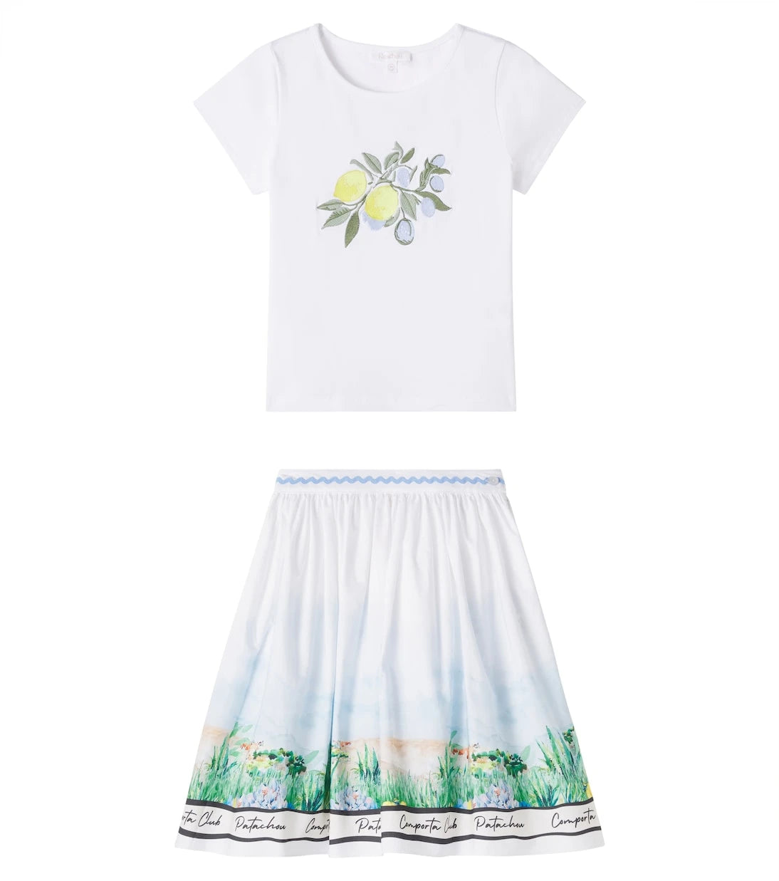 Patachou - Cotton-blend T-shirt and skirt set