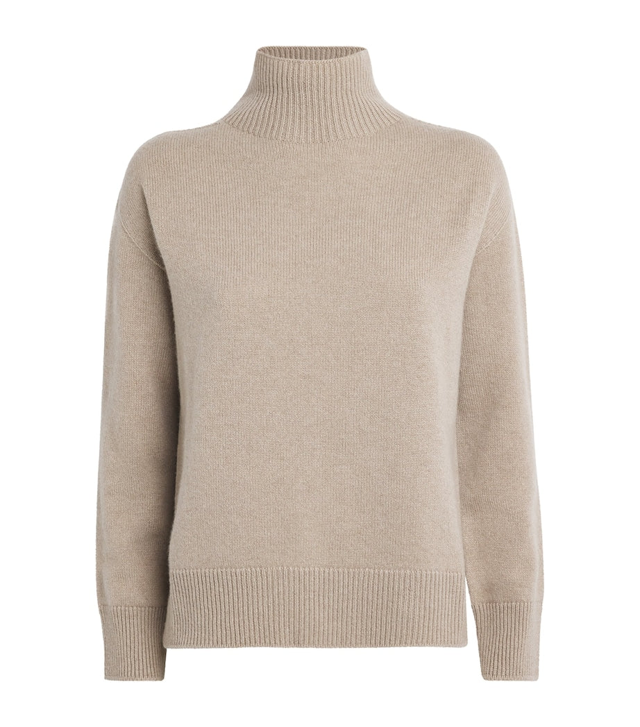 Beige Cashmere Rollneck Sweater