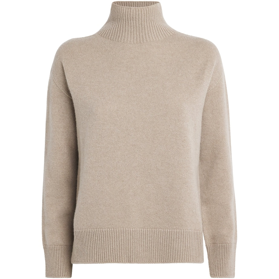 Beige Cashmere Rollneck Sweater