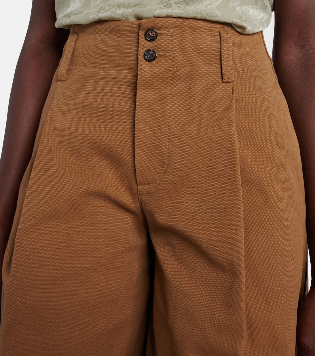 Chloé - High-rise cotton canvas wide-leg pants