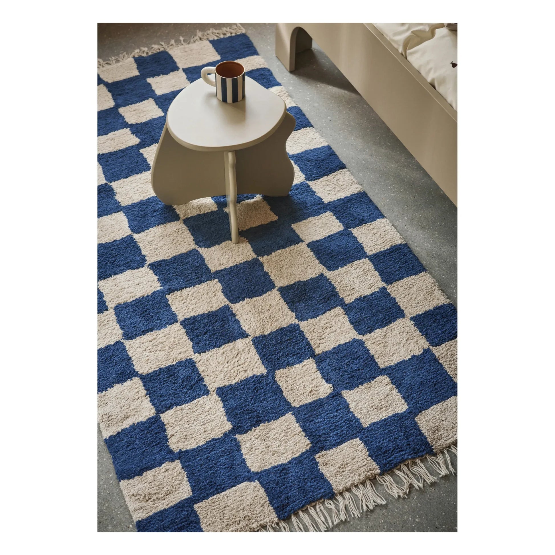 Ferm Living Kids - Mara checkerboard carpet  | Blue